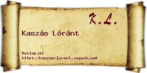 Kaszás Lóránt névjegykártya